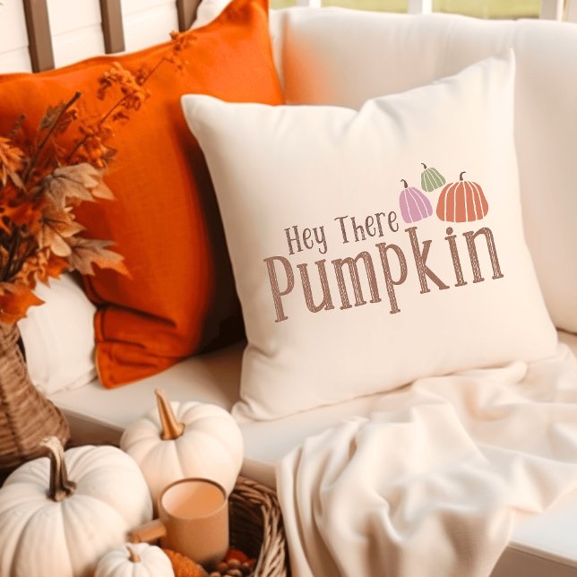 Pumpkin Spice & Everything Nice Groovy Retro Fall Throw Pillow (Creator Uploaded)