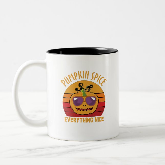 Pumpkin Spice Everything Nice - Halloween Two-Tone Coffee Mug (Left)