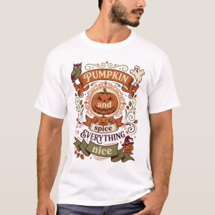 Pumpkin Spice Everything Nice Owl Ghost Witch Hat T-Shirt