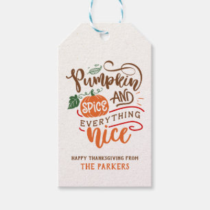 Pumpkin Spice Everything Nice Thanksgiving Favours Gift Tags