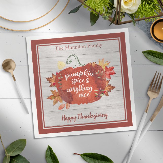 Pumpkin Spice & Everything Nice Thanksgiving Napkin (Creator Uploaded)