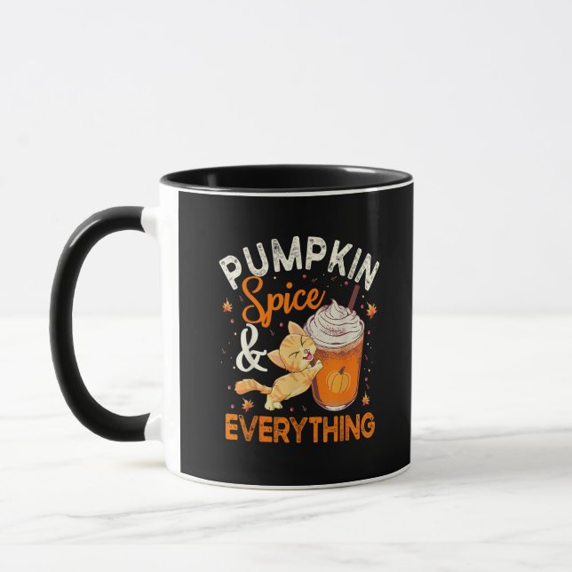 Pumpkin Spice Everything Shirt Cat Lover Cute Autu Mug (Left)