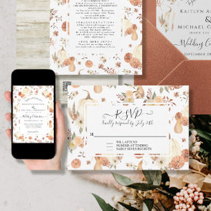 Pumpkin Spice Fall Autumn Leaves Wedding RSVP Card