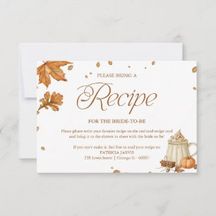 Pumpkin Spice Fall Bridal Shower Recipe Request Invitation