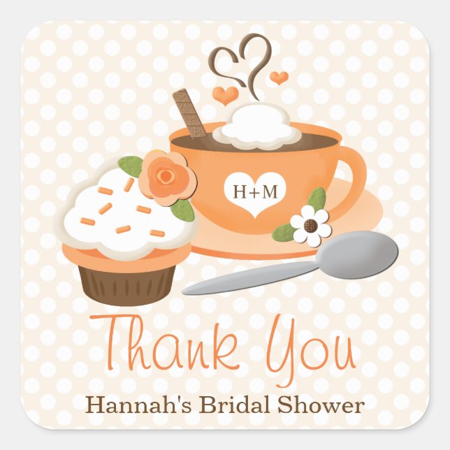 Pumpkin Spice Fall Bridal Shower Thank You Square Sticker (Front)