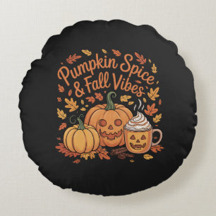 Pumpkin Spice & Fall Vibes Round Pillow