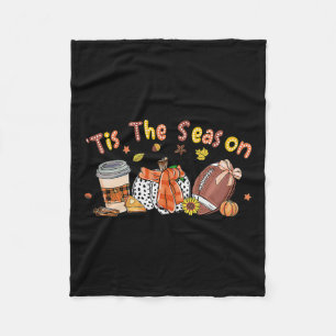 Pumpkin Spice Football Tis The Season Fall Thanksg Fleece Blanket