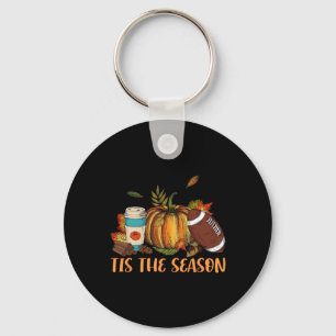 Pumpkin Spice Football Tis The Season Fall Thanksg Keychain