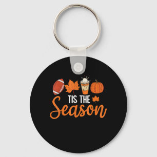 Pumpkin Spice Football Tis The Season Fall Thanksg Keychain