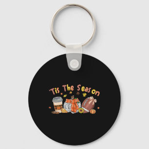 Pumpkin Spice Football Tis The Season Fall Thanksg Keychain