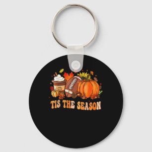 Pumpkin Spice Football Tis The Season Keychain