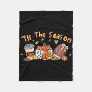 Pumpkin Spice Footbyll Tis The Season Fall Thanksg Fleece Blanket