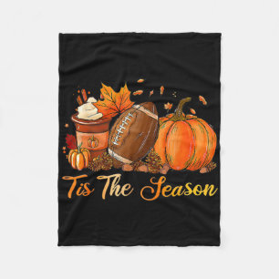 Pumpkin Spice Footll Tis The Season Fall Thanksgiv Fleece Blanket