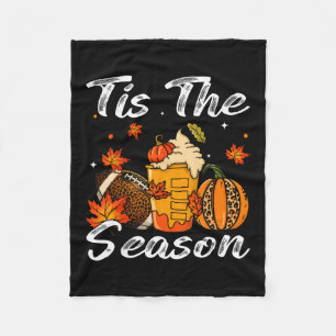 Pumpkin Spice Footll Tis The Season Fall Thanksgiv Fleece Blanket