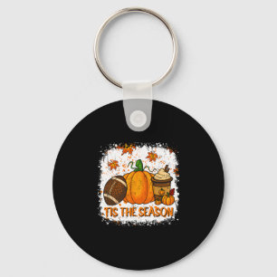 Pumpkin Spice Footll Tis The Season Fall Thanksgiv Keychain