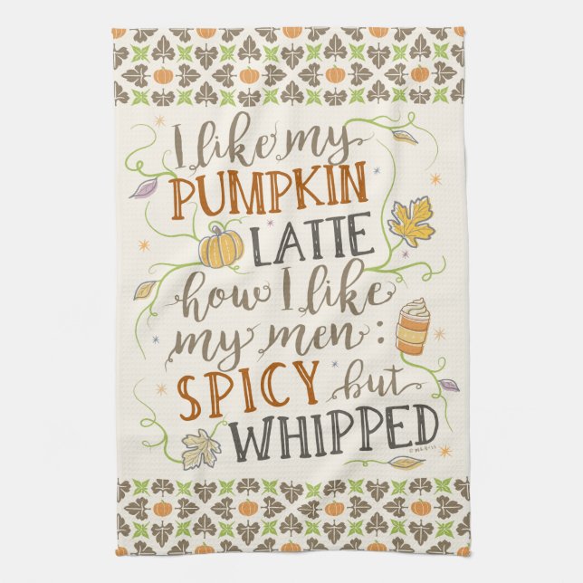 Pumpkin Spice Funny Latte Joke for Women Autumn Kitchen Towel (Vertical)