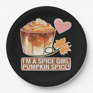 Pumpkin Spice Girl Fall Latte Sticker Paper Plate