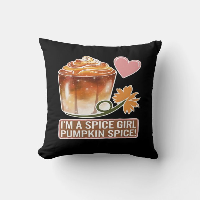 Pumpkin Spice Girl Fall Latte Sticker Throw Pillow (Front)