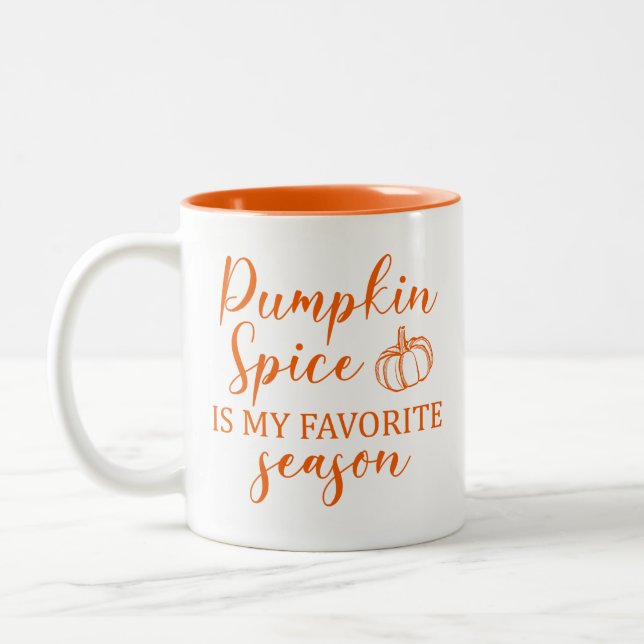 Pumpkin Spice is my favourite season Fall Orange Two-Tone Coffee Mug (Left)