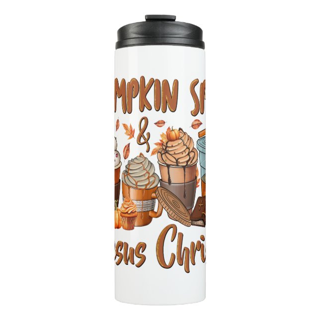 Pumpkin Spice Jesus Christ Thermal Tumbler (Front)