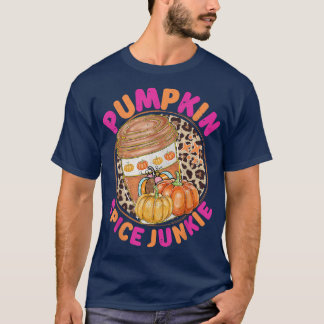 Pumpkin Spice Junkie Vintage Pumpkin Season Leopar T-Shirt