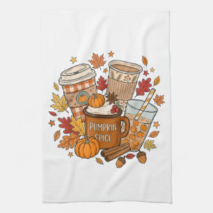 Pumpkin Spice Latte Autumn Fall Season Kitchen Towel