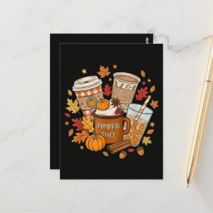 Pumpkin Spice Latte Autumn Fall Season Postcard