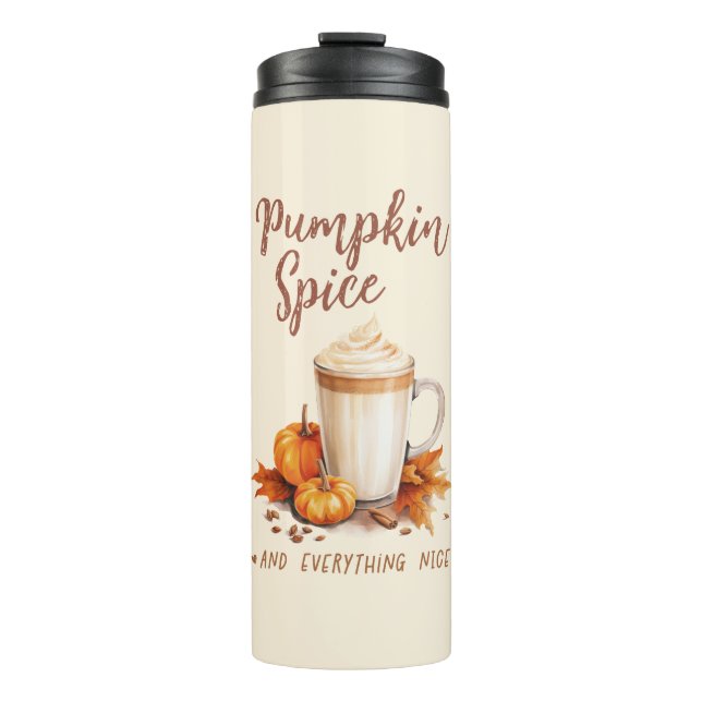 Pumpkin Spice – Latte & Autumn Foliage Thermal Tumbler (Front)