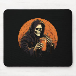 Pumpkin Spice Latte Coffee Autumn Halloween Grim R Mouse Pad