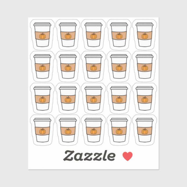 Pumpkin Spice Latte Coffee Cups Thanksgiving Fall  (Sheet)