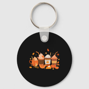 Pumpkin Spice Latte Coffee Happy Thanksgiving Men  Keychain