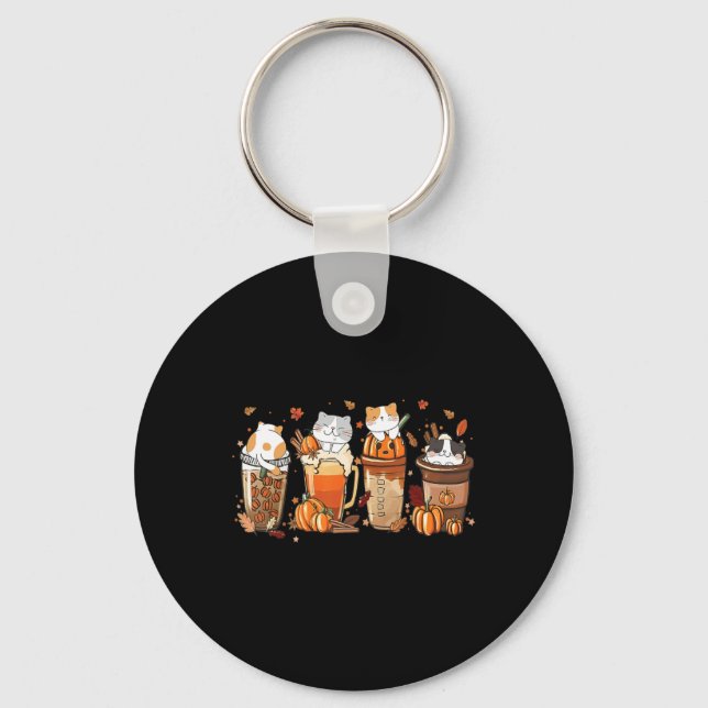 Pumpkin Spice Latte Costume For Cats Lover Cute Au Keychain (Front)