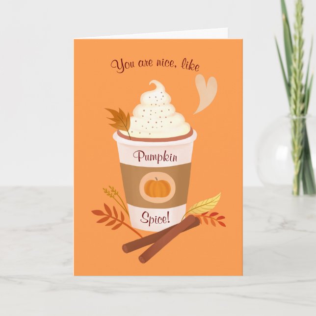 Pumpkin Spice Latte Fall Birthday Card (Front)