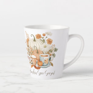 Pumpkin Spice Latte Fall Floral Autumn Leaves  Mug