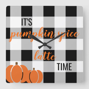 Pumpkin Spice Latte Fall Home Decor Square Wall Clock