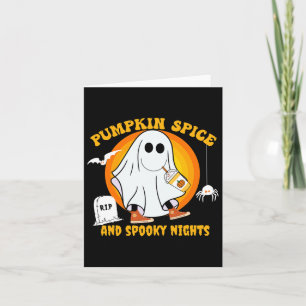 Pumpkin Spice Latte Fall Vibe Halloween Spooky Gho Card