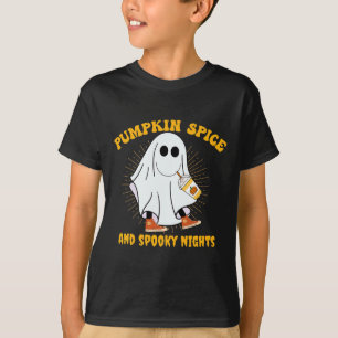 Pumpkin Spice Latte Fall Vibe Halloween Spooky Gho T-Shirt