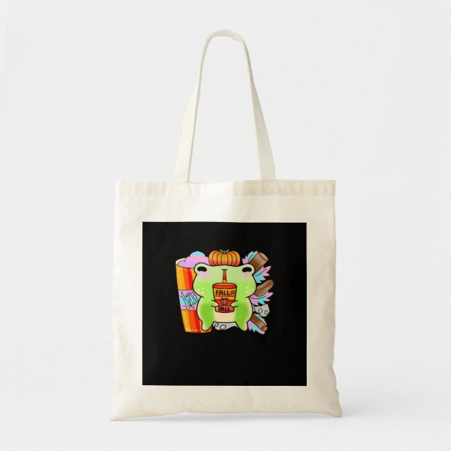 Pumpkin Spice Latte Froggy Lover Tote Bag (Front)