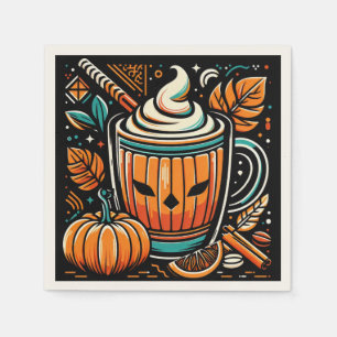 Pumpkin Spice Latte Halloween Design Napkin