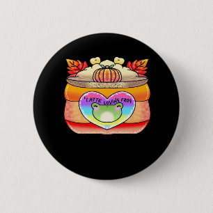 Pumpkin Spice Latte Loving Frog 2 Inch Round Button