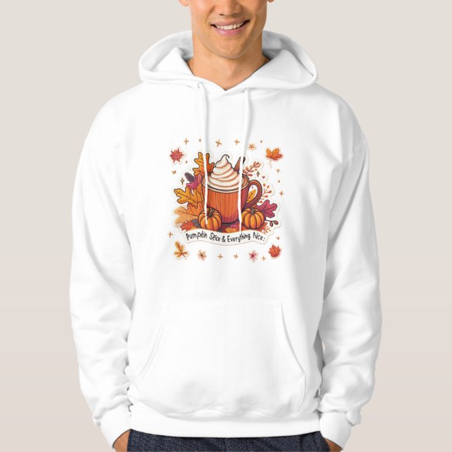 Pumpkin Spice Latte Vibes Cozy Autumn Coffee Lover Hoodie (Front)