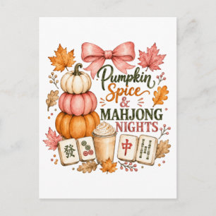 Pumpkin Spice Mahjong Nights Announcement Postcard