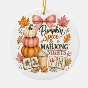 Pumpkin Spice Mahjong Nights Ceramic Ornament