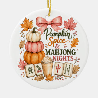 Pumpkin Spice Mahjong Nights Ceramic Ornament