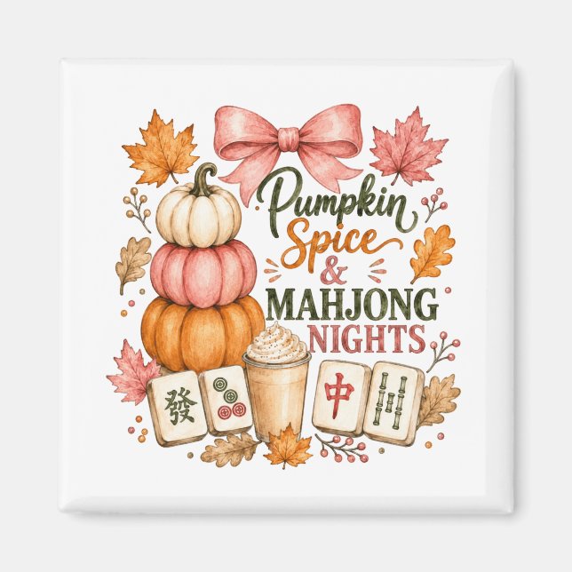 Pumpkin Spice Mahjong Nights Magnet (Front)
