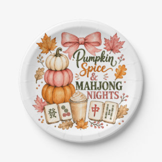Pumpkin Spice Mahjong Nights Paper Plate