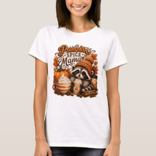 Pumpkin Spice Mama Fall Shirt, Cute Raccoon Autumn T-Shirt