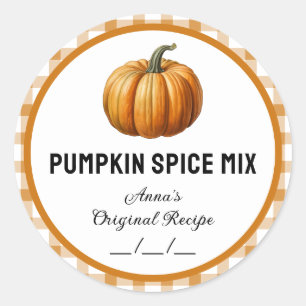 Pumpkin spice mix with chequered pattern label