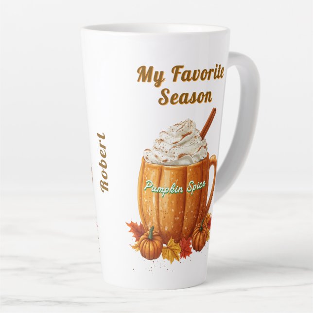 Pumpkin Spice, My Favourite Season Latte Mug (Right Angle)