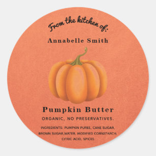 Pumpkin Spice Orange Fall Custom Personalized Jar Classic Round Sticker